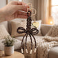 Macrame Bow Keychain with Heart Charm