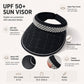 Wide Brim Visor Hat with Faux Pearl Embellished Band and Open Top Design