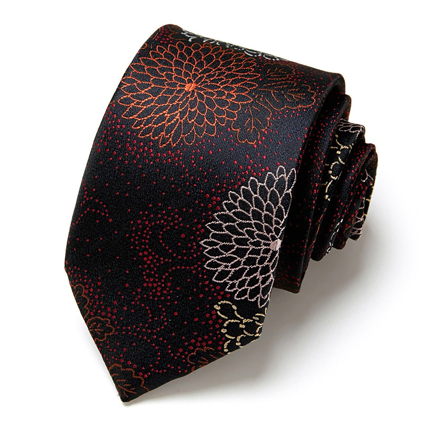 Men's Paisley Tie Gift Set with Matching Pocket Square Cufflinks and Silver Tie Clip