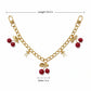 Cherry Charm Decorative Bag Chain with Double Clasps and Gold-Tone Hardware