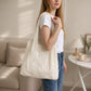 Embroidered Leaf Shoulder Tote Bag Lightweight Foldable Everyday Bag for Women