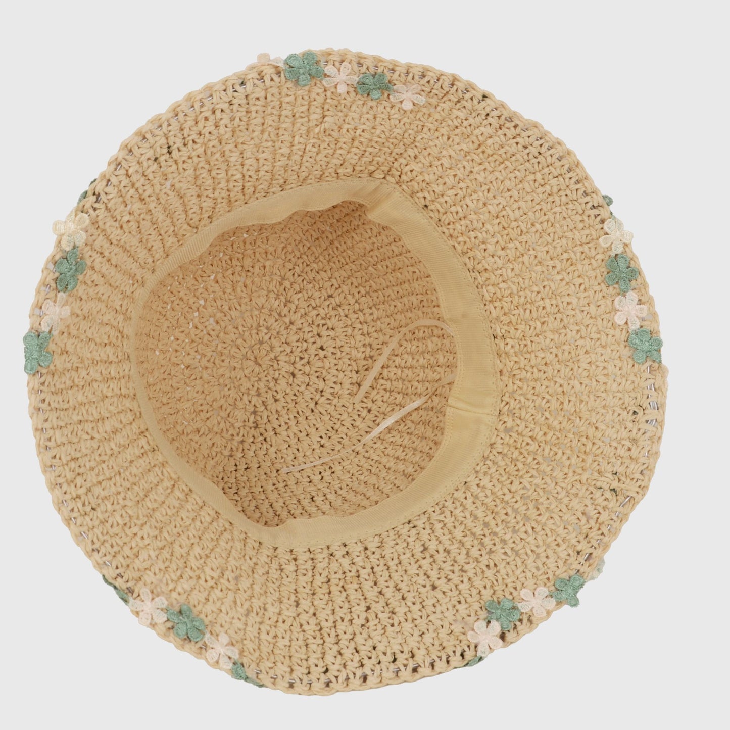 Floral - Embellished Crochet Straw Sun Hat