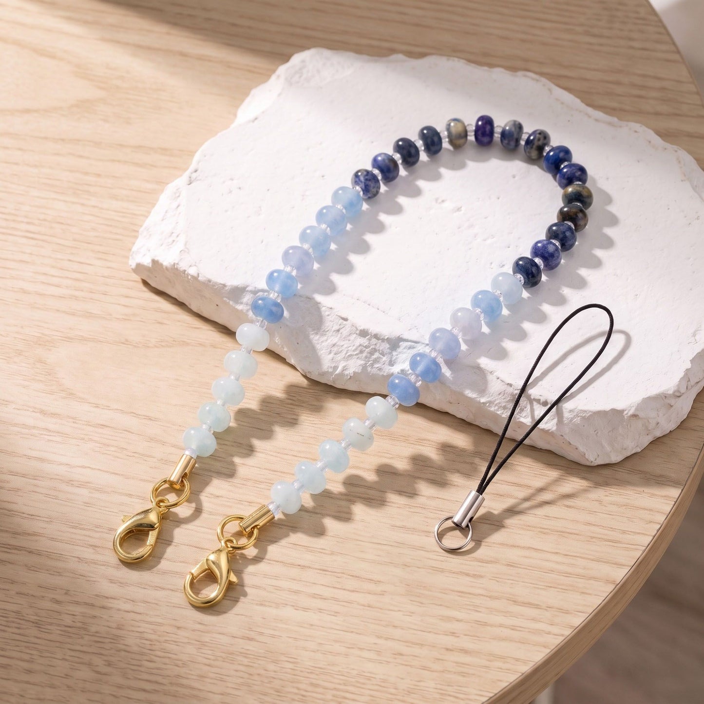 Beaded Phone Wrist Strap with Detachable Clasps