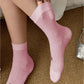 Ribbed Ankle Socks with Bow Embroidery 6Pk