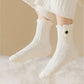 3-Pair Plush Fuzzy Socks with Crochet Flower Detail for Cozy Indoor Wear
