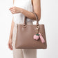 Apple Bag Charm with Faux Leather Strap and Gold Tone Hardware