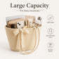 Woven Straw Style Tote Bag Large Capacity Shoulder Bag with Lace Bow Detail
