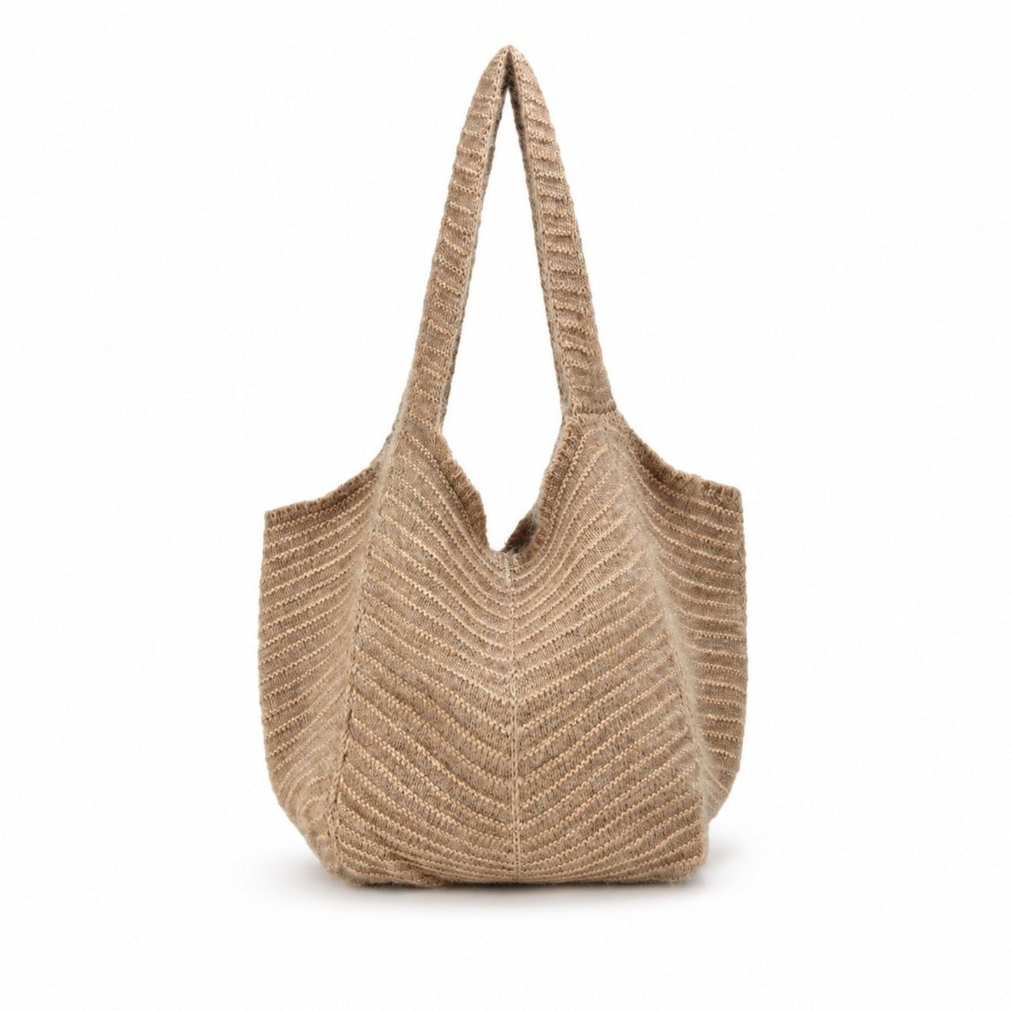 Soft Knit Hobo Tote Bag with Textured Shoulder Strap