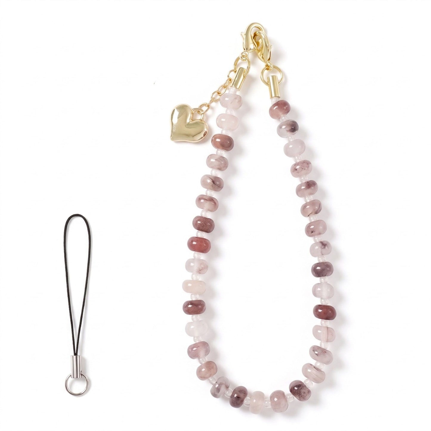 Beaded Phone Wrist Strap with Heart Charm