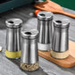 Stainless Steel Spice Shaker Jar with Glass Base and Dispensing Lid