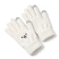 Fuzzy Knit Touchscreen Gloves with Embroidered Smiley Face