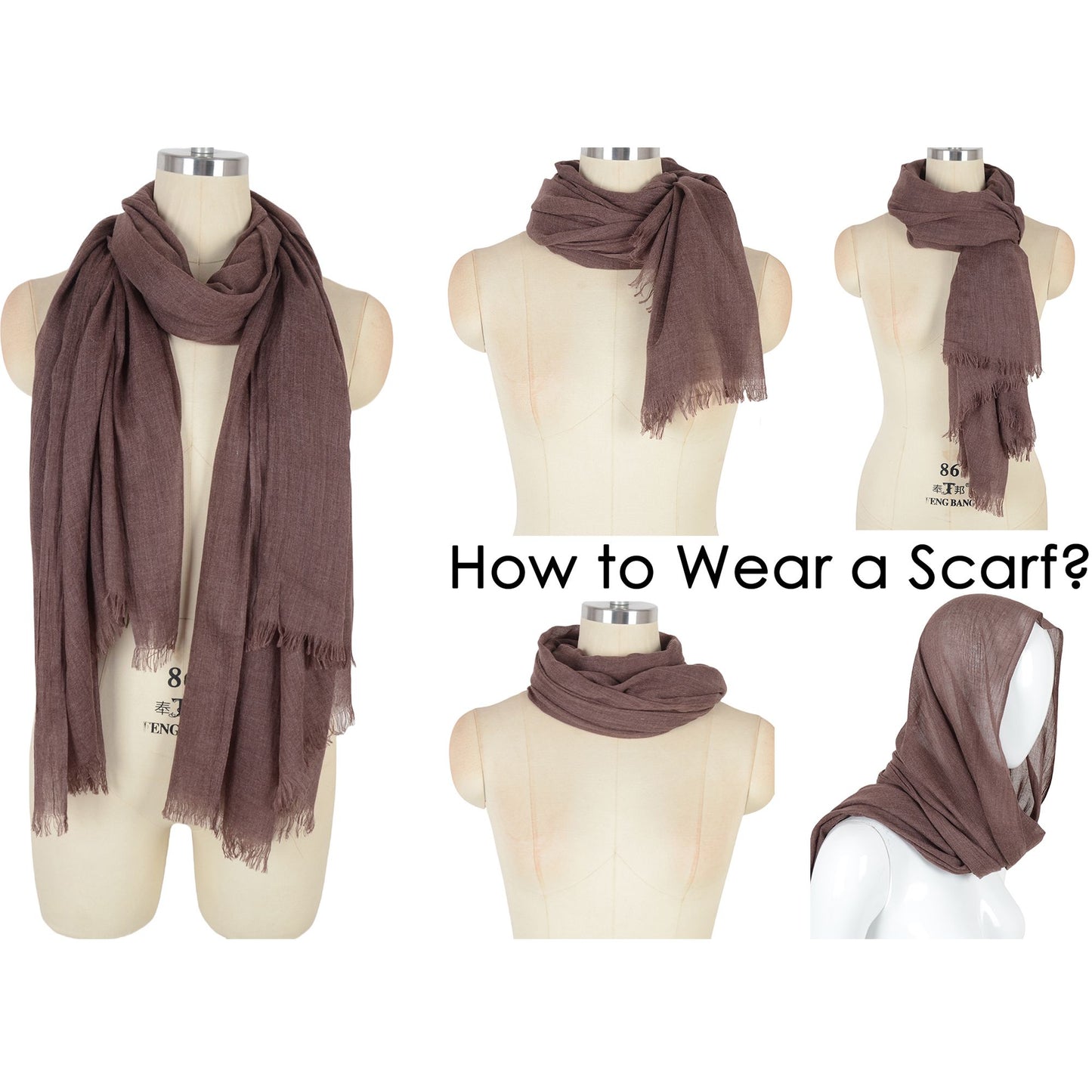 Lightweight Solid Cotton Linen Scarf 78 Inches