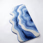 Abstract Ocean Wave Plush Bathroom Mat with Irregular Scalloped Edge