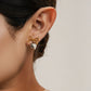 Women's Bow Stud Earrings with Metallic Heart Dangle Charm and Polished Modern Cute Design