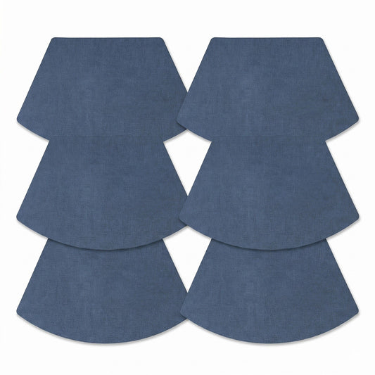 6 Piece Fan Shaped Faux Linen Placemat Set Waterproof Heat Resistant Table Mats for Dining Table