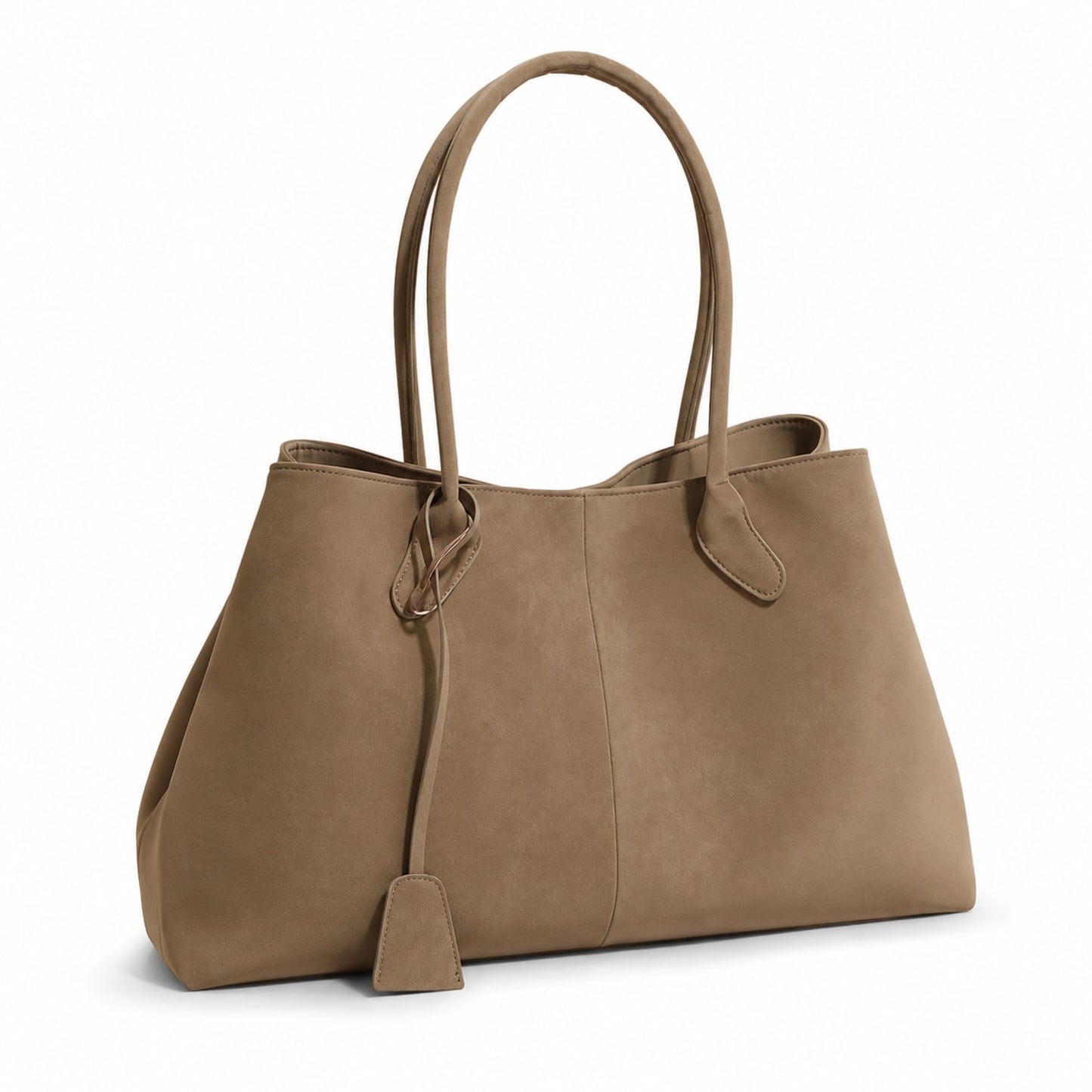 Faux Suede Shoulder Tote Bag Large Capacity Handbag with Magnetic Closure