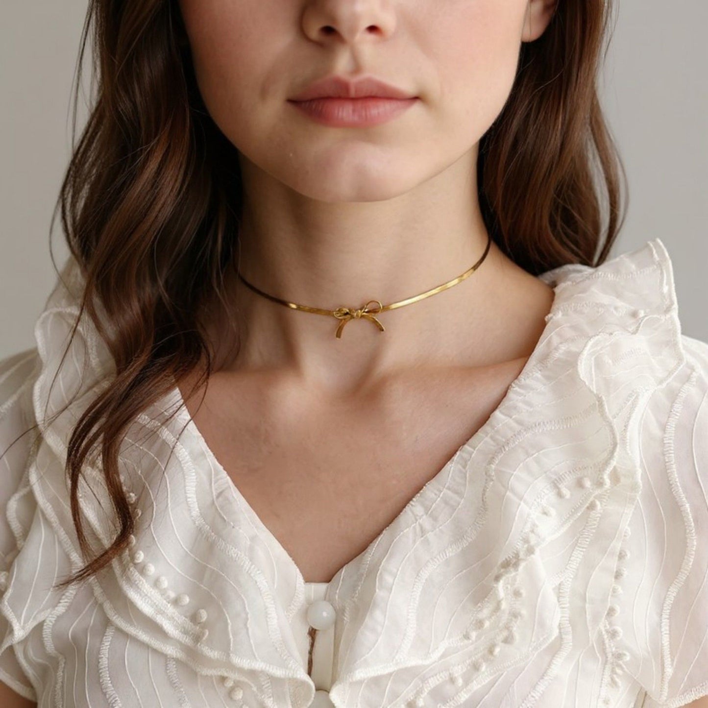 Bow Accent Chain Necklace Minimalist Ribbon Design Delicate Lightweight Jewelry