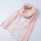 Sheer Embroidered Skinny Scarf with Floral Lace Trim and Long Neck Tie Design