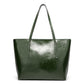 Large Faux Leather Tote Bag with Zip Closure and Interior Pockets