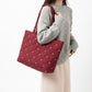 Quilted Tote Bag Large Capacity Shoulder Bag with Bow Embroidery and Magnetic Closure