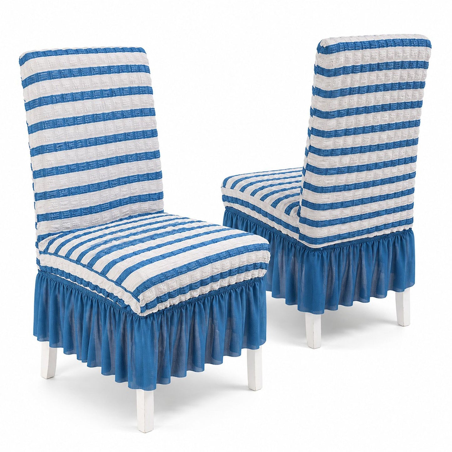 2 Pack Textured Stretch Dining Chair Covers with Ruffled Skirt