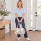 Polka Dot Nylon Barrel Shoulder Bag with Double Handles Zip Closure and Interior Pockets