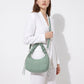 Quilted Crescent Shoulder Bag with Ruched Handle and Detachable Crossbody Strap 10.5x4x6in