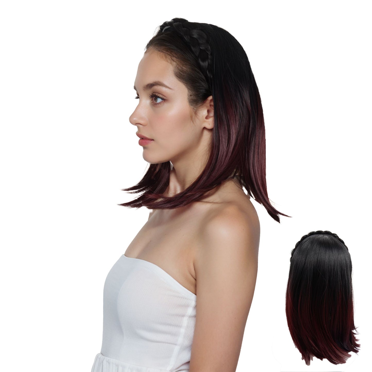 Braided Hairband Wig with Straight Shoulder Hair Extensions Casual Hairpiece for Holiday