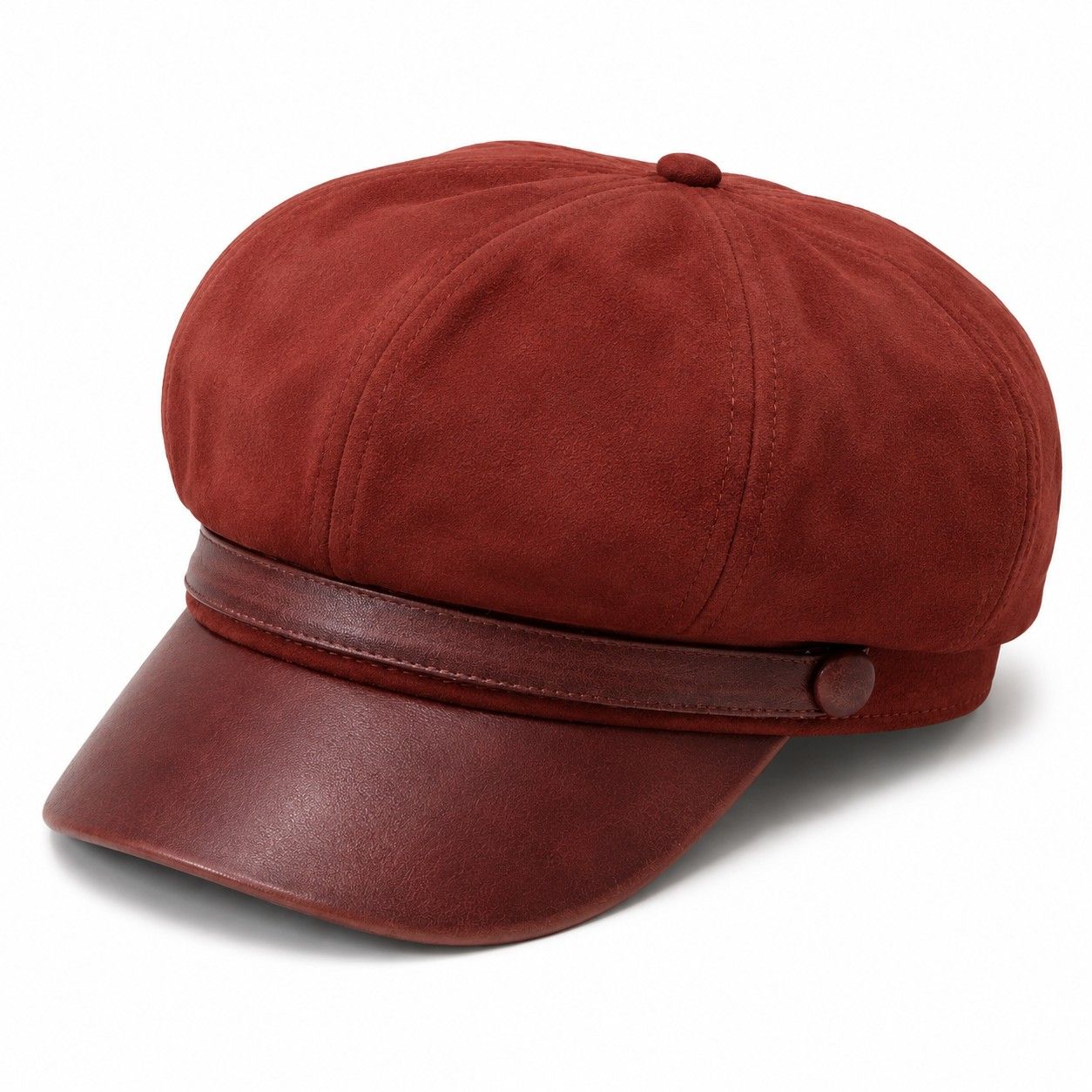 Faux Suede Newsboy Cap with Contrast Brim Vintage Baker Boy Hat