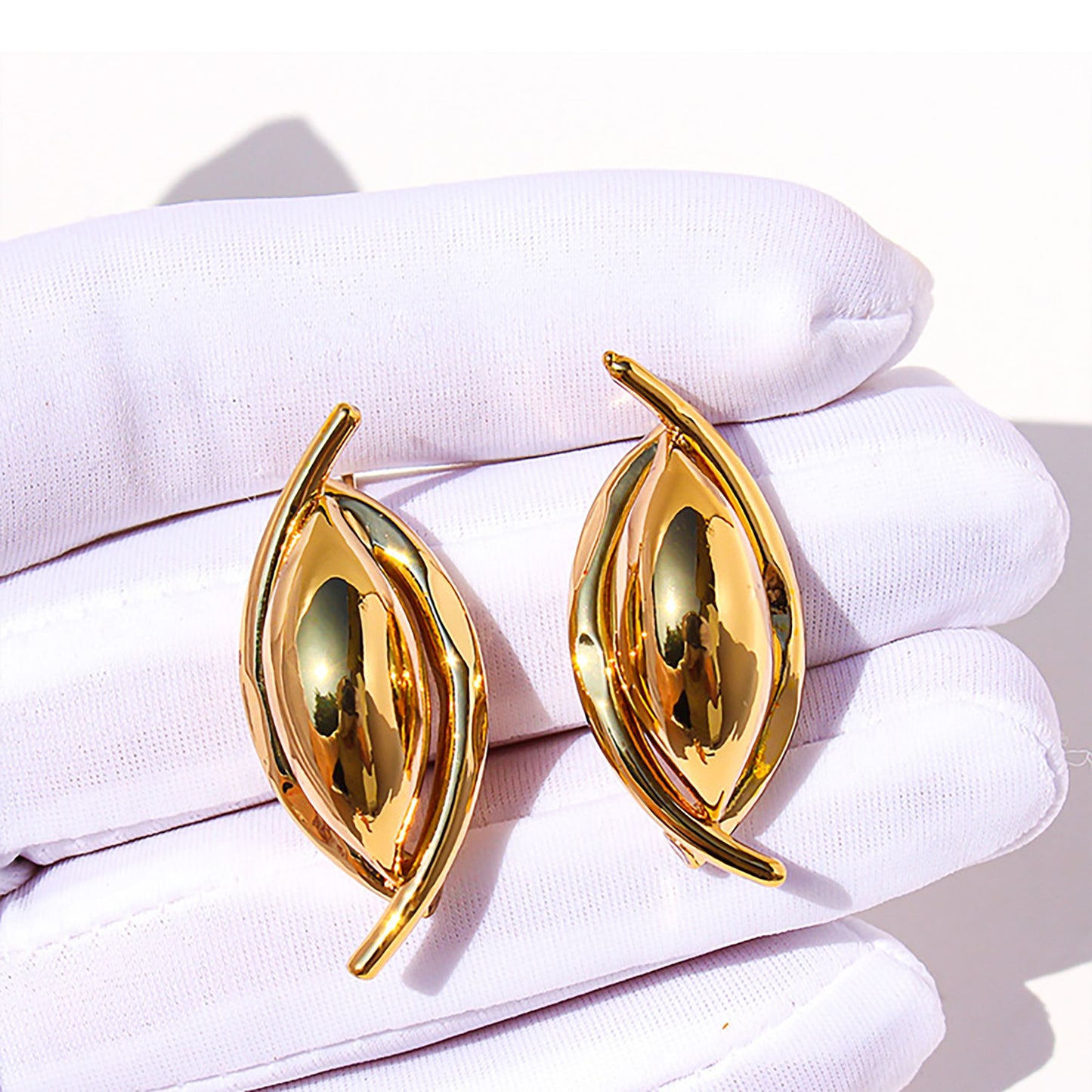 Women's 3D Oval Statement Earrings with 925 Silver Needles