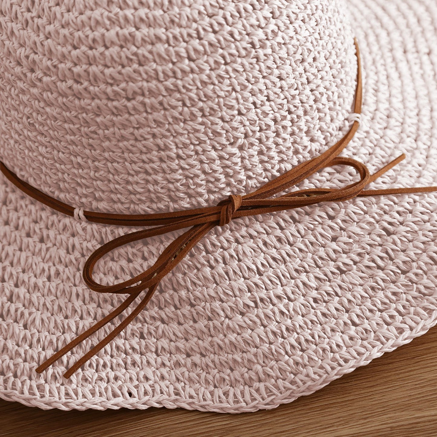 Wide - Brim Straw Sun Hat with Leather Tie