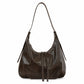 Slouchy Faux Leather Hobo Shoulder Bag with Adjustable Strap and Zip Closure
