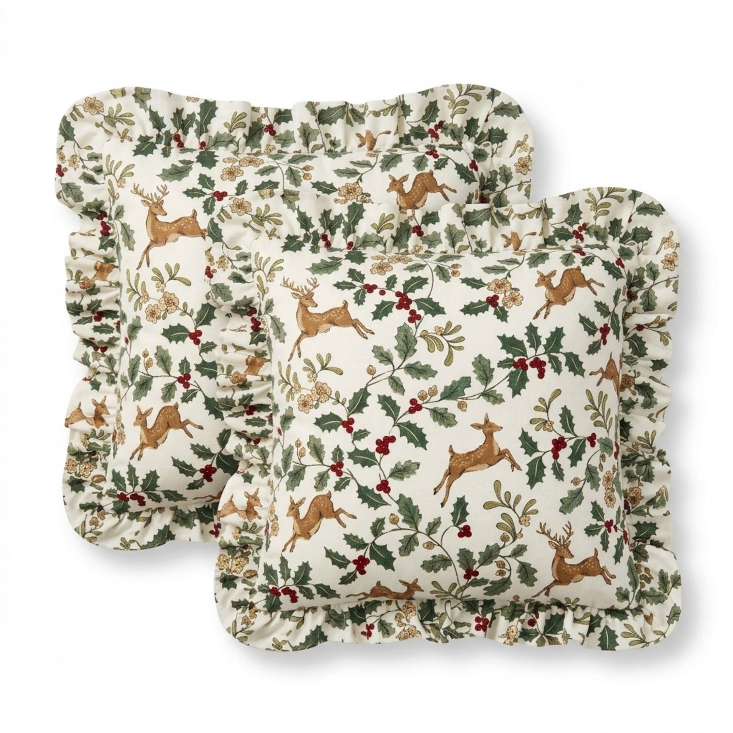 2 Pack Christmas Tree Ruffle Decorative Throw Pillow Covers