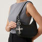 2pc Cross Pearl Rhinestone Keychain Bag Charm with Lobster Clasp and Key Ring