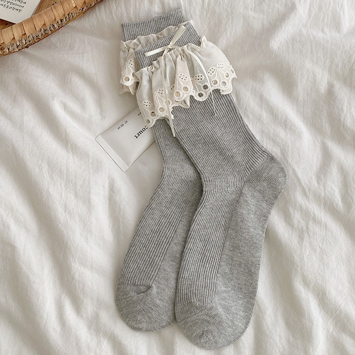 Summer Ruffled Lace - Trim Ankle Socks 6Pk
