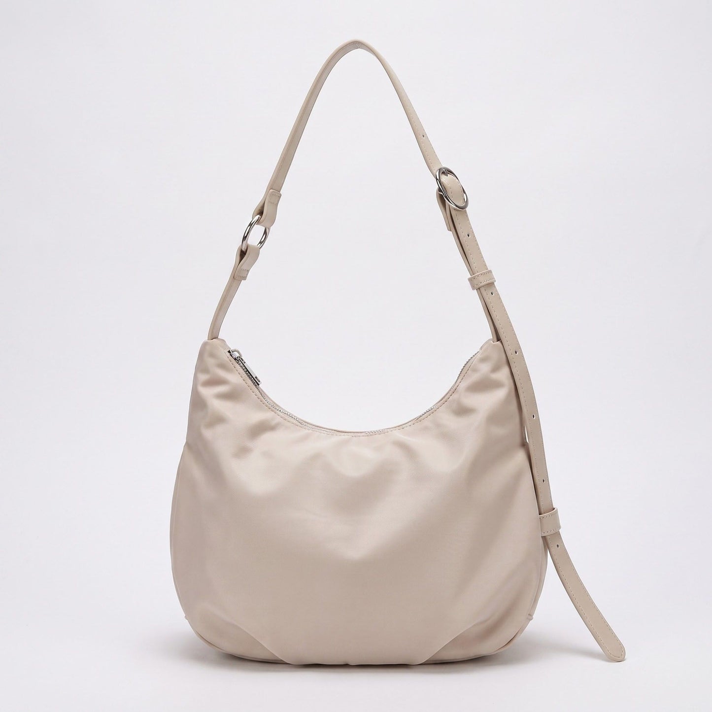 Soft Hobo Shoulder Bag with Adjustable Strap and Zip Closure