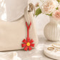 Pink Faux Leather Flower Bag Charm Purse Accessory with Loop Strap