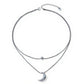 Layered Necklace Set with Minimalist Bead Charm and Sculpted Crescent Moon Pendant for a Delicate Refined Everyday Statement