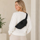 Crossbody Sling Waist Bag with Adjustable Strap Zip Closure and Braided Pulls