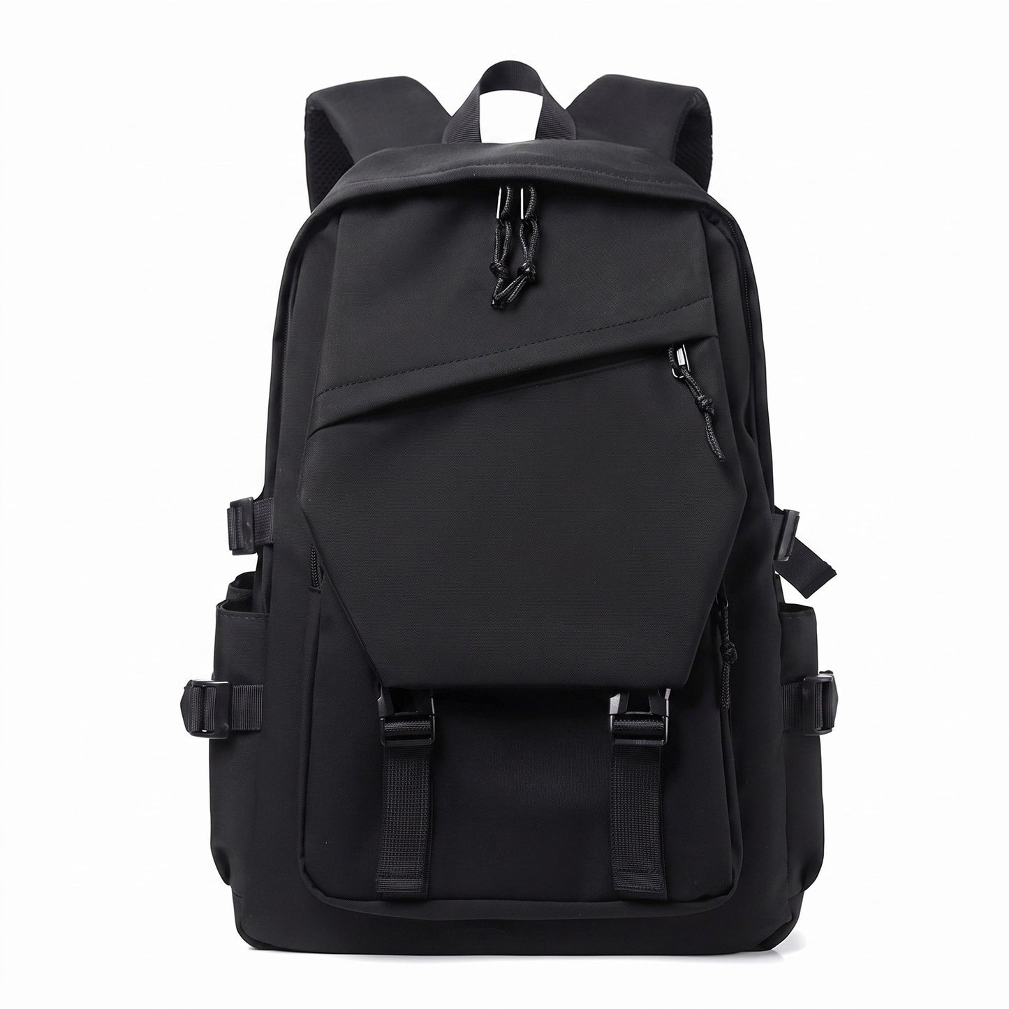 Large Laptop Backpack with Front Flap Pocket Buckle Straps Side Pockets and Padded Shoulder Straps
