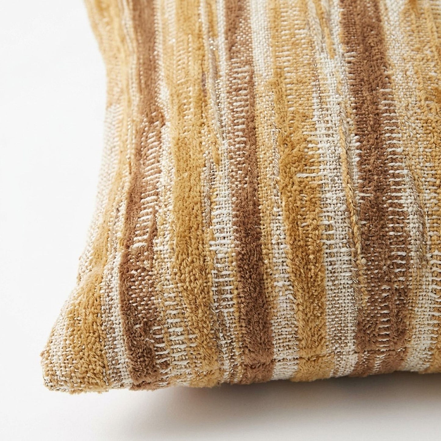 Textured Woven Striped Square Decorative Throw Pillow Cover