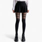 Sheer Tights with Crisscross Lace-Up Detail and Opaque Lower Leg Design