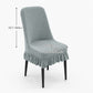 Textured Stretch Dining Chair Cover with Ruffled Skirt