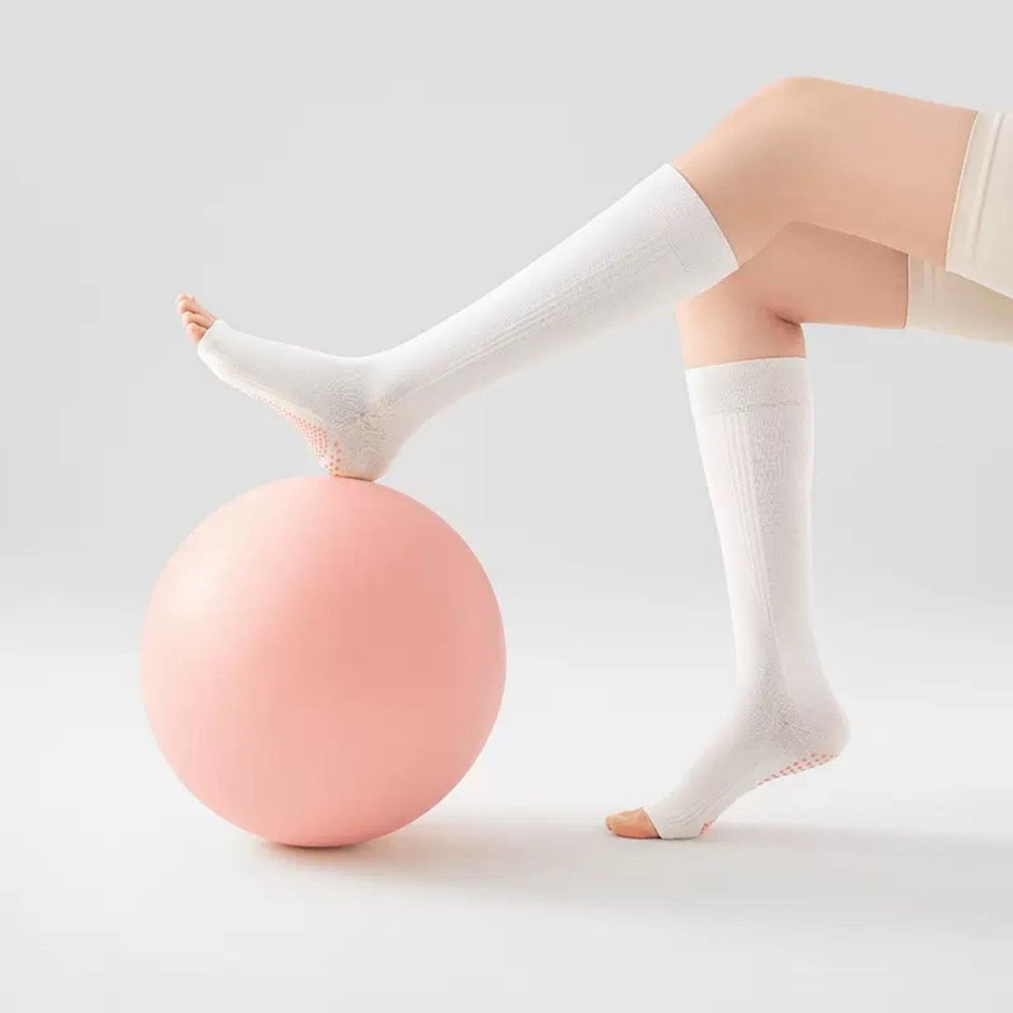 Knee High Grip Socks with Anti-Slip Sole for Barre, Yoga, Dance, and Pilates 2-Pack