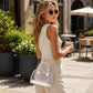 Clear PVC Mini Satchel Bag with Zipper Top and Detachable Chain Strap