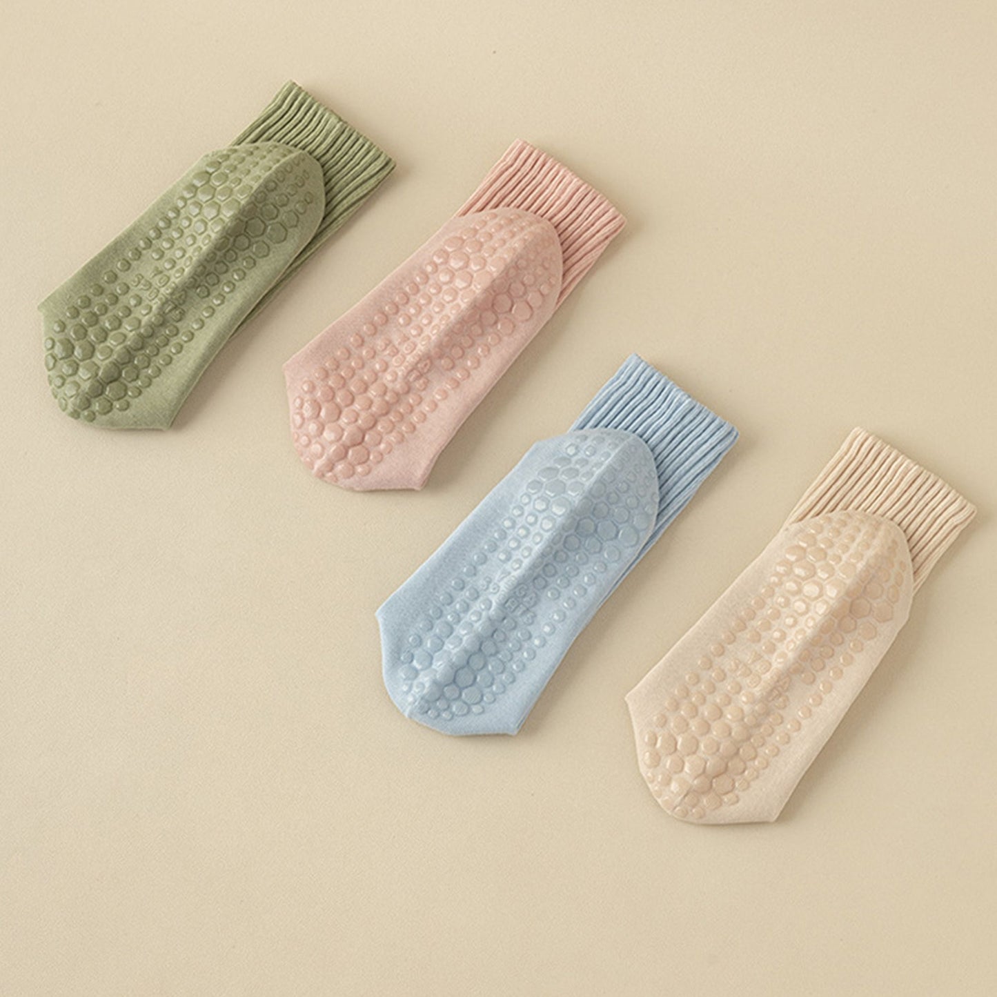 4-Pack Anti-Slip Yoga Socks with Grips Comfortable Ribbed Design for Exercise and Indoor Use