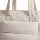 Quilted Puffer Tote Bag with Adjustable Shoulder Strap Multi Pocket Lightweight Carryall Handbag 13x6x10 in