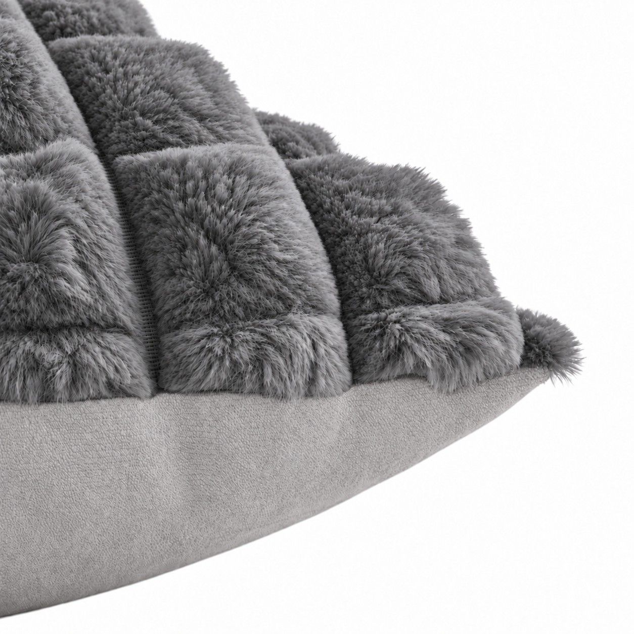 2 Pack Plush Faux Fur Bubble Grid Throw Pillow Covers 18 x 18 Inch for Couch and Bed