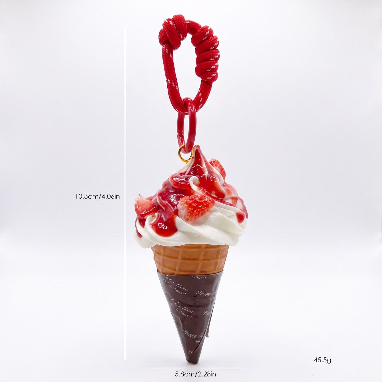 Bag Charm with Hanging Loop and Decorative Dessert Accent