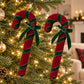 2ct Christmas Candy Cane Hanging Decorations with Bows Red Green and White